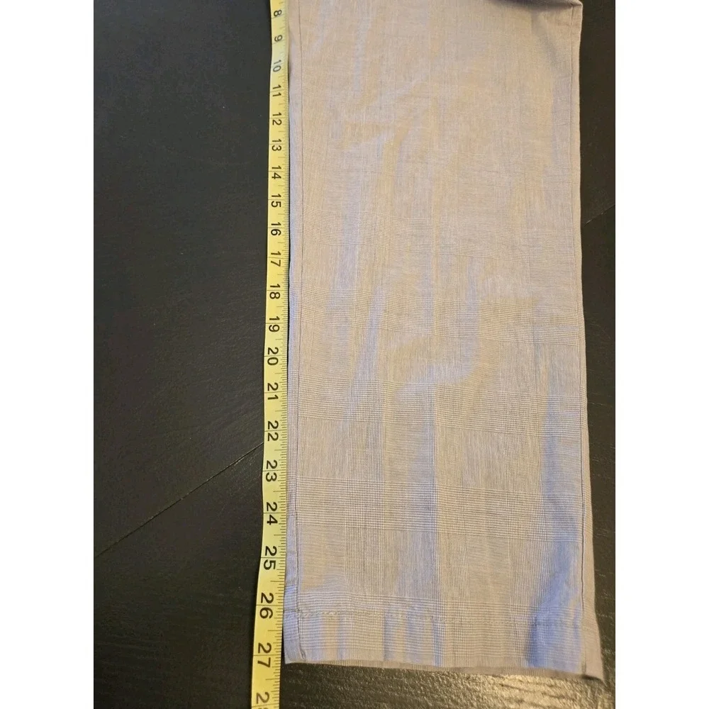 Riders‎ Stretch Women's Gray Check Casual Pants Size 12P Straight Leg Button Zip
